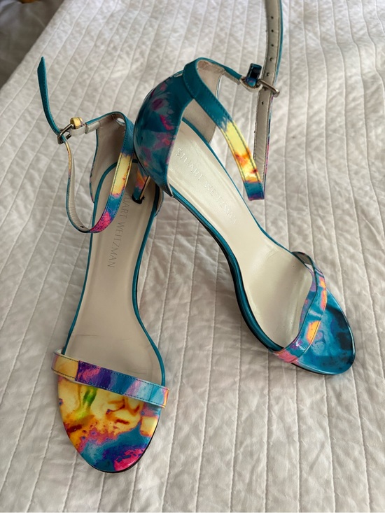 Stuart Weitzman Shoes - STUART WEITZMAN Walkway Paintball Ankle Strap Heels Size 8.5